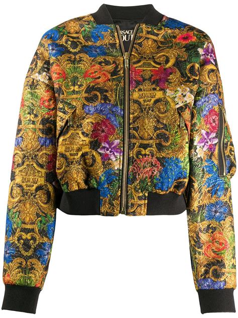 versace floral print jacket|Versace denim jacket.